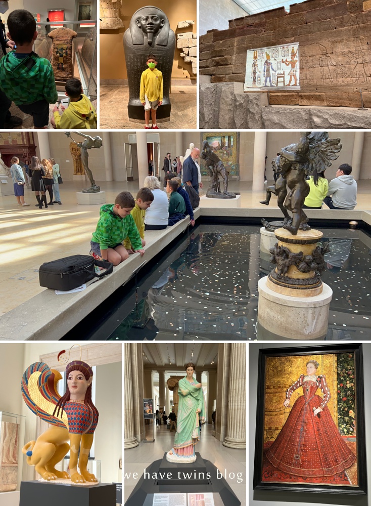 collage of kids visiting the met museum new york city